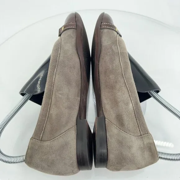 AGL Italy Women's Ballet Flats Size 36.5 Cap Toe Soft Brown Leather Slip On Shoe