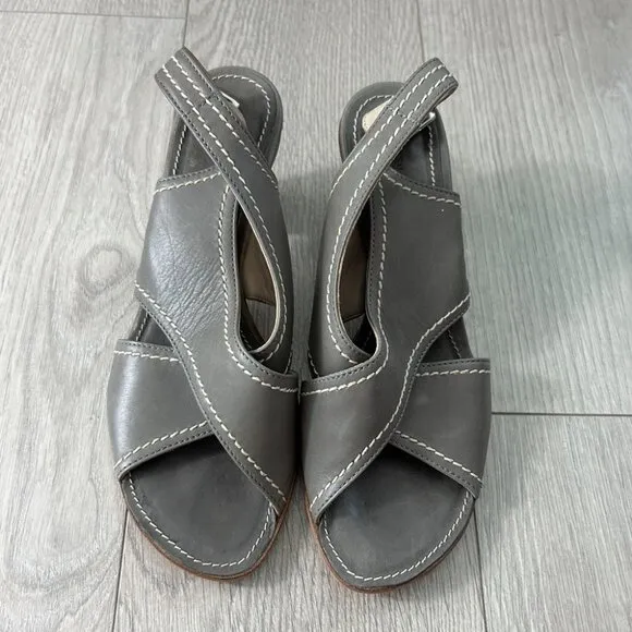 AGL Leather Ankle Strap Open Toe Block Heel Sandals