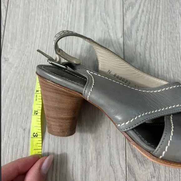 AGL Leather Ankle Strap Open Toe Block Heel Sandals