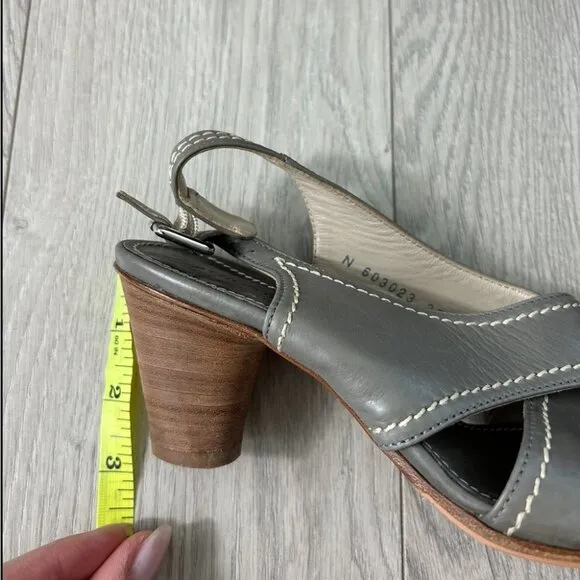 AGL Leather Ankle Strap Open Toe Block Heel Sandals