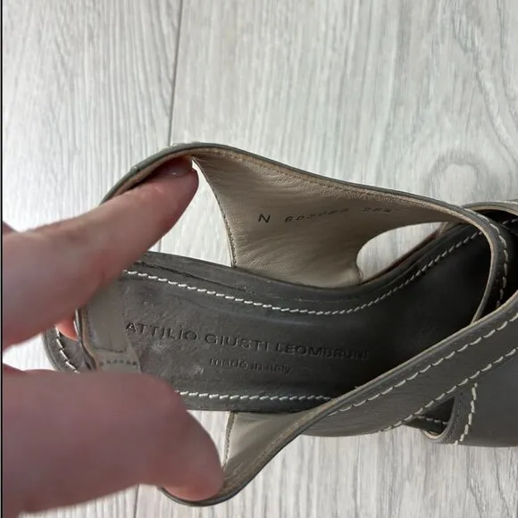 AGL Leather Ankle Strap Open Toe Block Heel Sandals