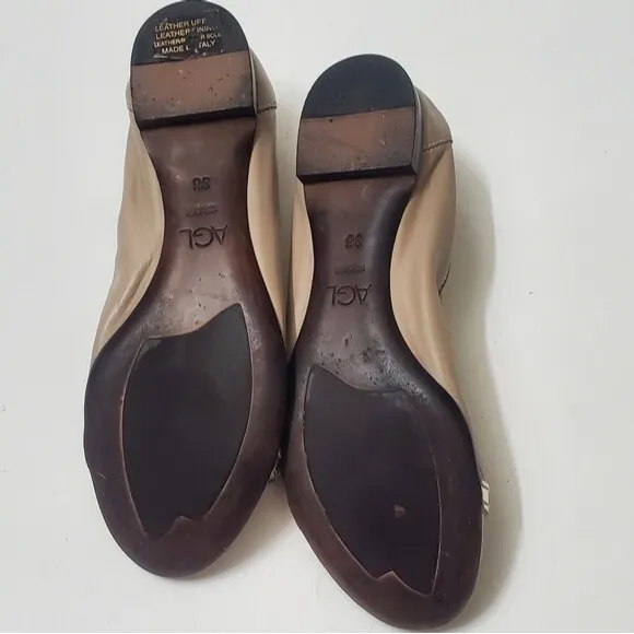AGL Monika Cap Toe Womens Buckled Slip on Ballet Leather Flats NWOB EU size 36