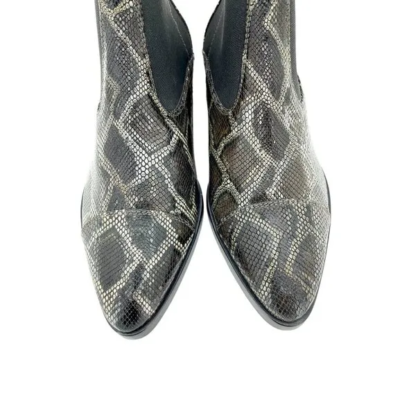 AGL Snake Skin Pull On Brown Chelsea Boots Pointed Toe SZ 37 EU New $495