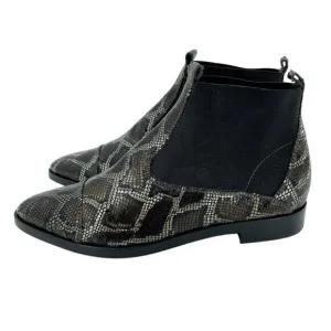 AGL Snake Skin Pull On Brown Chelsea Boots Pointed Toe SZ 37 EU New $495