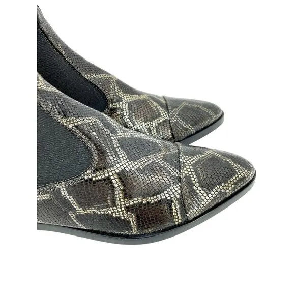 AGL Snake Skin Pull On Brown Chelsea Boots Pointed Toe SZ 37 EU New $495