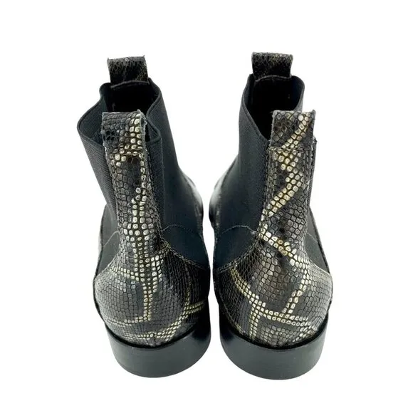 AGL Snake Skin Pull On Brown Chelsea Boots Pointed Toe SZ 37 EU New $495