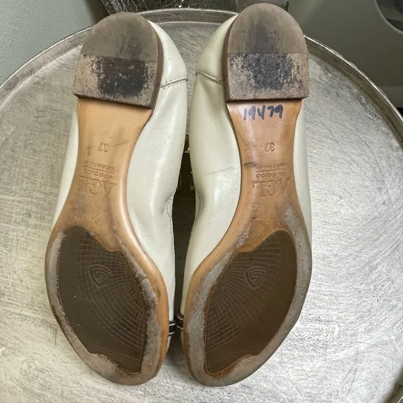 AGL Tan Leather Snakeskin Ballerina Flats Size 7