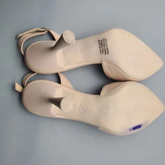 AGL Womens Sandals Heeled blush Cream leather slingback strap sz EUR 36 US 6