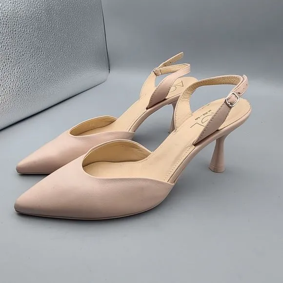 AGL Womens Sandals Heeled blush Cream leather slingback strap sz EUR 36 US 6