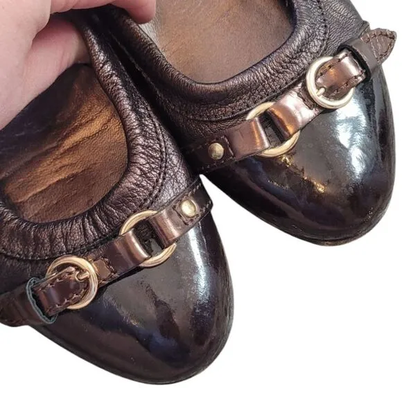 AGL Brown Metallic Formal Ballet Flats Size 6.5