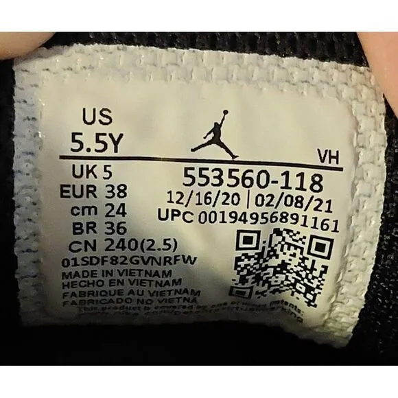 Air Jordan 1 Low (GS) White Red Black  553560-118 Size 5.5Y / Women's Size7 #431