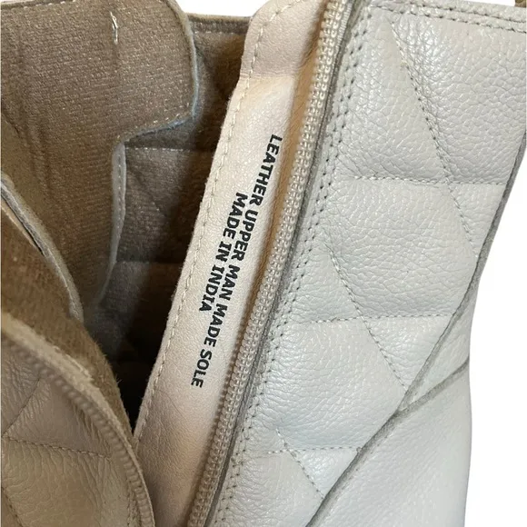 Alberto Torresi Malissa Boots Size 10 Zipper Quilted Leather Stiched Off White