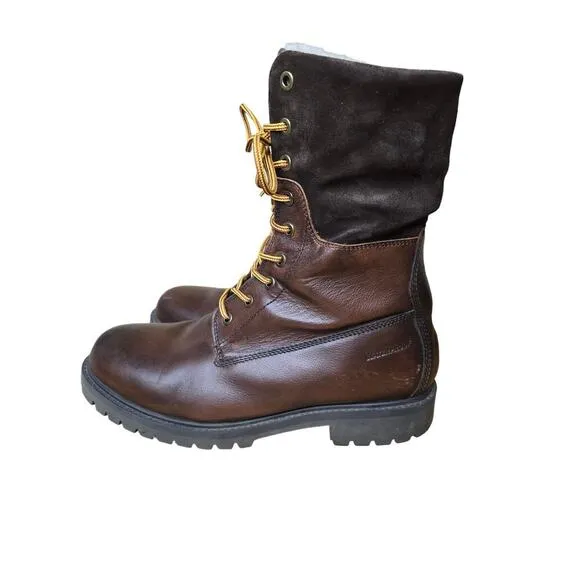 Aldo Chagan Mens Combat Boots Waterproof Sherpa Lined Brown Leather Suede