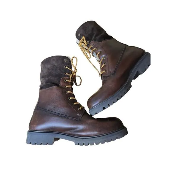 Aldo Chagan Mens Combat Boots Waterproof Sherpa Lined Brown Leather Suede