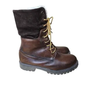 Aldo Chagan Mens Combat Boots Waterproof Sherpa Lined Brown Leather Suede