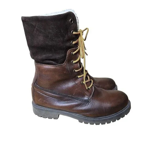 Aldo Chagan Mens Combat Boots Waterproof Sherpa Lined Brown Leather Suede