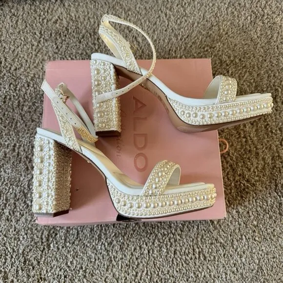 Aldo White High Heeled Sandals