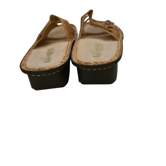 ALEGRIA BY PG Lite Fiona Tan Leather Cork Pattern  Slide Sandal US Size 6 Eu 36