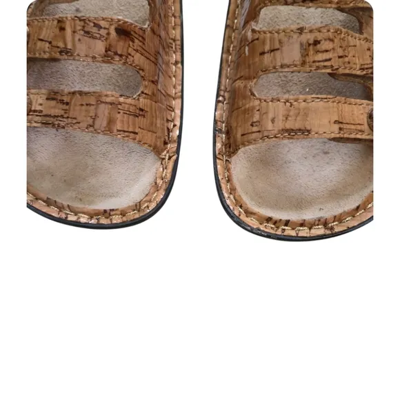 ALEGRIA BY PG Lite Fiona Tan Leather Cork Pattern  Slide Sandal US Size 6 Eu 36