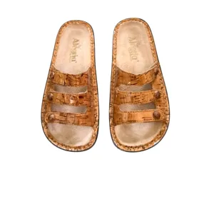 ALEGRIA BY PG Lite Fiona Tan Leather Cork Pattern  Slide Sandal US Size 6 Eu 36