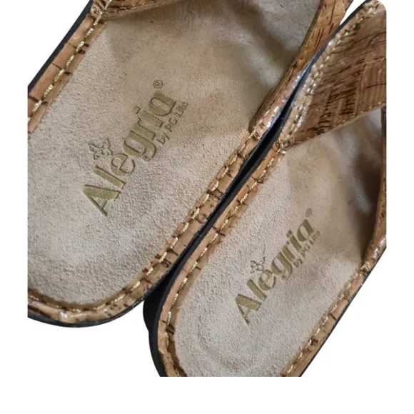 ALEGRIA BY PG Lite Fiona Tan Leather Cork Pattern  Slide Sandal US Size 6 Eu 36