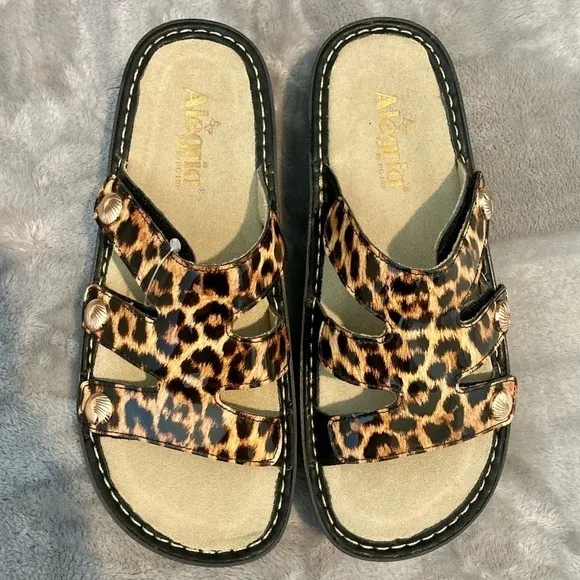 Alegria Dinah Leather Slip-On Sandals with Adjustable Strap Size 39 (US 9)