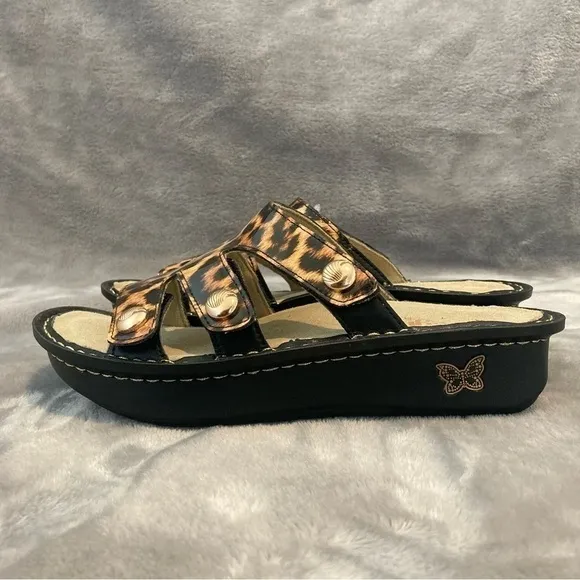 Alegria Dinah Leather Slip-On Sandals with Adjustable Strap Size 39 (US 9)