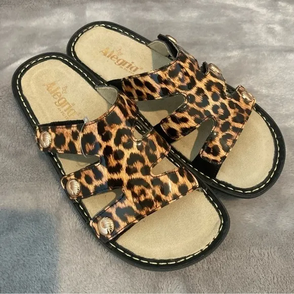 Alegria Dinah Leather Slip-On Sandals with Adjustable Strap Size 39 (US 9)