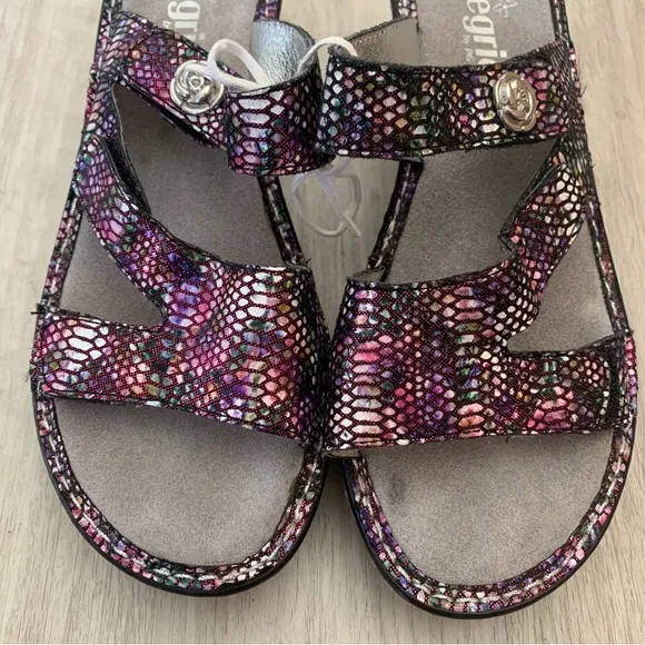 Alegria Loti Leather Triple Strap Wedge Sandals