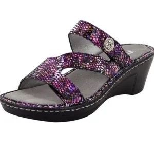Alegria Loti Leather Triple Strap Wedge Sandals