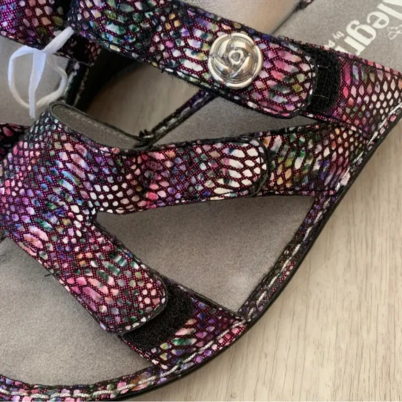 Alegria Loti Leather Triple Strap Wedge Sandals