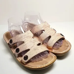 Alegria PG Lite Venice Wedge Sandals Slip-On Slide-On Gold Leather Adjustable 39