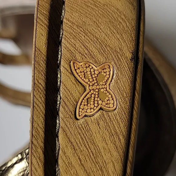 Alegria PG Lite Venice Wedge Sandals Slip-On Slide-On Gold Leather Adjustable 39