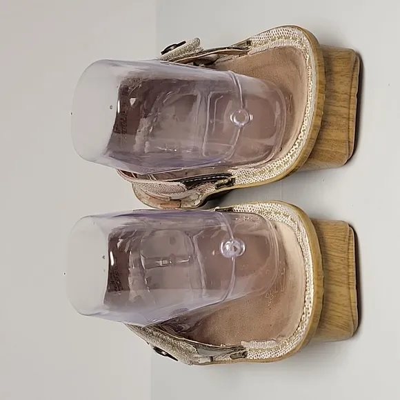 Alegria PG Lite Venice Wedge Sandals Slip-On Slide-On Gold Leather Adjustable 39