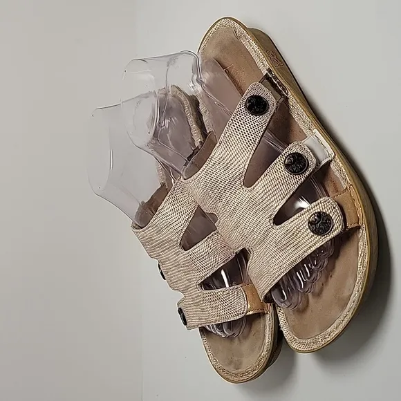Alegria PG Lite Venice Wedge Sandals Slip-On Slide-On Gold Leather Adjustable 39