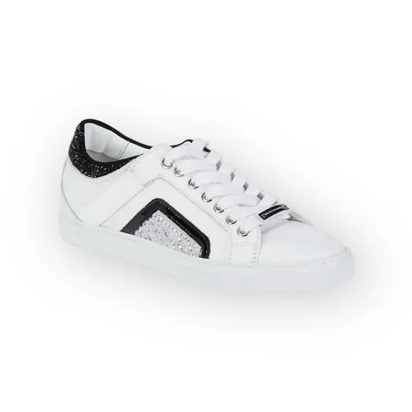 Alessandro Dell'acqua ★ Crystal Embellished Leather Low Top Sneakers ★ White 39