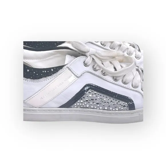 Alessandro Dell'acqua ★ Crystal Embellished Leather Low Top Sneakers ★ White 39