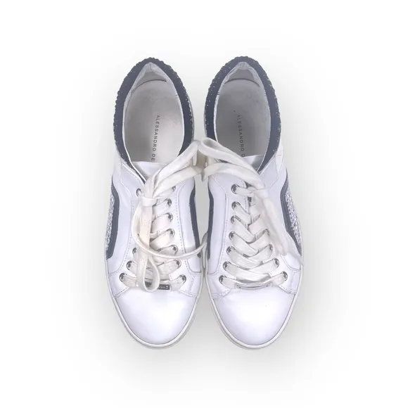 Alessandro Dell'acqua ★ Crystal Embellished Leather Low Top Sneakers ★ White 39