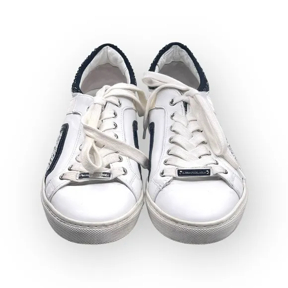 Alessandro Dell'acqua ★ Crystal Embellished Leather Low Top Sneakers ★ White 39