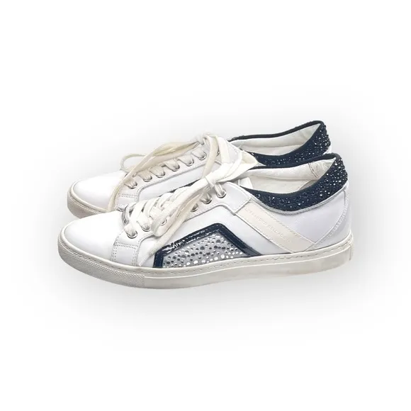Alessandro Dell'acqua ★ Crystal Embellished Leather Low Top Sneakers ★ White 39