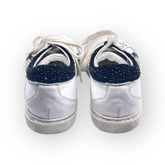 Alessandro Dell'acqua ★ Crystal Embellished Leather Low Top Sneakers ★ White 39