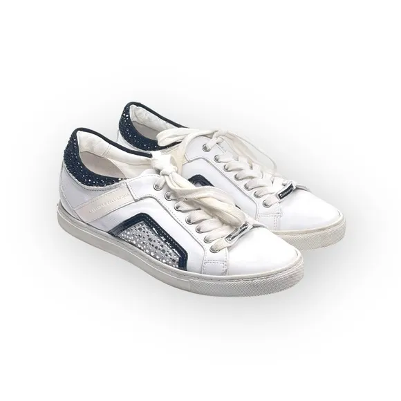 Alessandro Dell'acqua ★ Crystal Embellished Leather Low Top Sneakers ★ White 39
