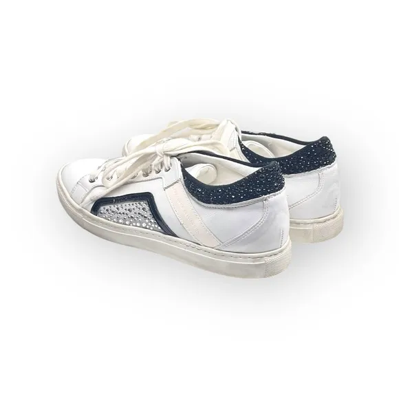 Alessandro Dell'acqua ★ Crystal Embellished Leather Low Top Sneakers ★ White 39