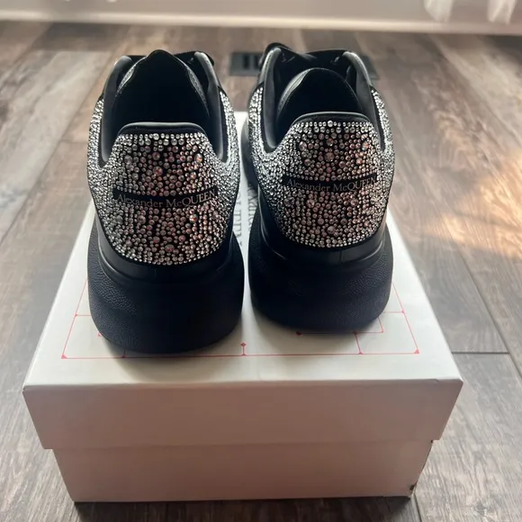 Alexander McQueen Black and Silver Platform Sneakers
