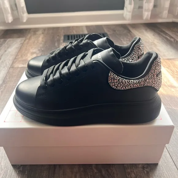 Alexander McQueen Black and Silver Platform Sneakers