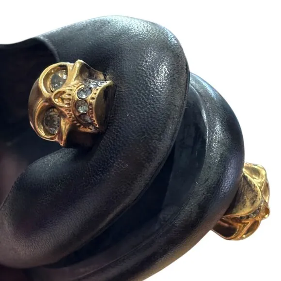Alexander McQueen Gold Skull City Ballet Flats 37.5 7.5 Nappa Leather Ballerina
