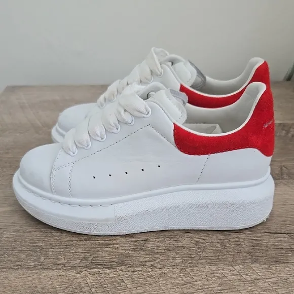 Alexander McQueen Kids White and Red Oversized  Sneakers