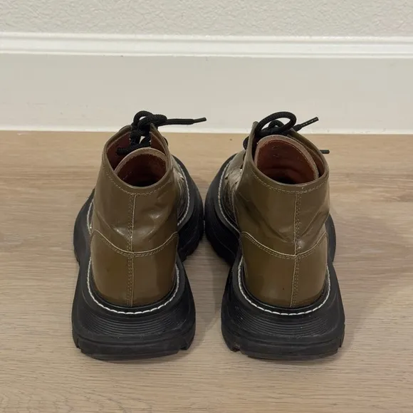Alexander McQueen Olive Combat Boots