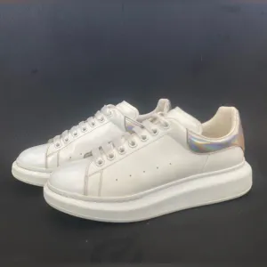 Alexander McQueen White Low-Top Sneakers with Gray Accents