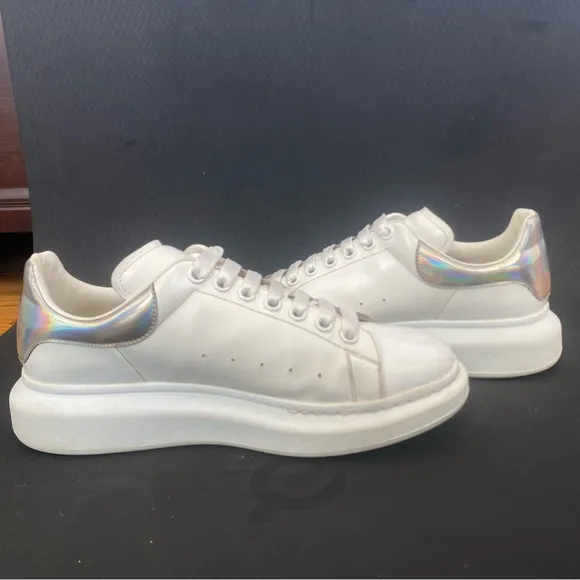 Alexander McQueen White Low-Top Sneakers with Gray Accents